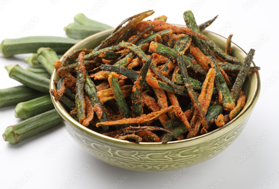 bhindi kurkure or crunchy okra or ladies' fingers, a rajasthani traditional dish