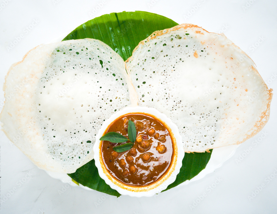 delicious appam or vellappam and peas curry kadala curry