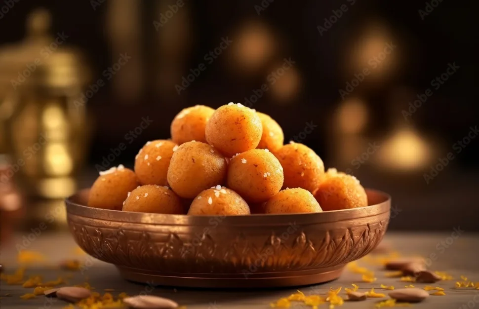 indian sweet motichoor laddoo is also known as bundi laddu or motichur laddoo which originated from very small gram flour balls or boondis which are deep fried.