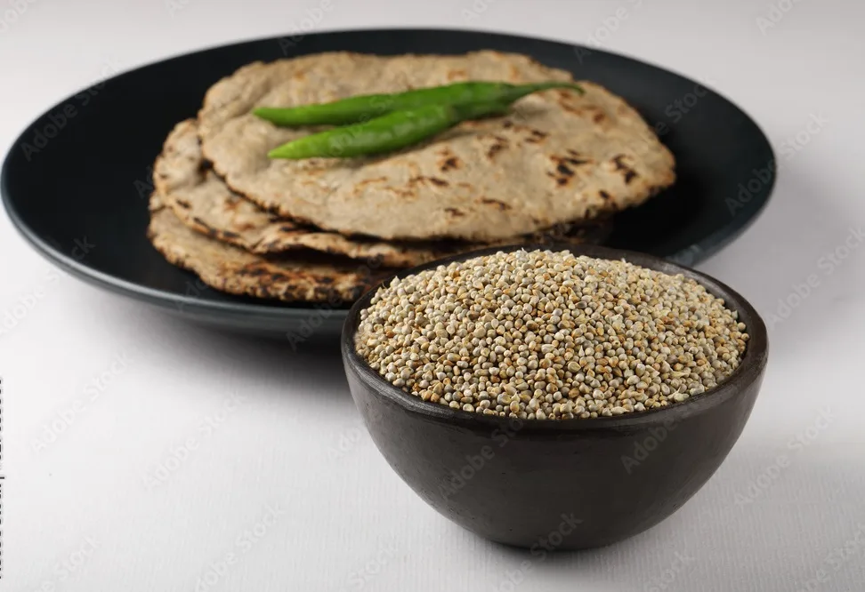 bajra with bajra roti, staple food in parts of india