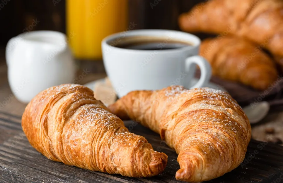 croissants, coffee continental breakfast.