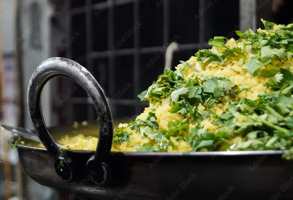 indian snack poha made from beaten rice.