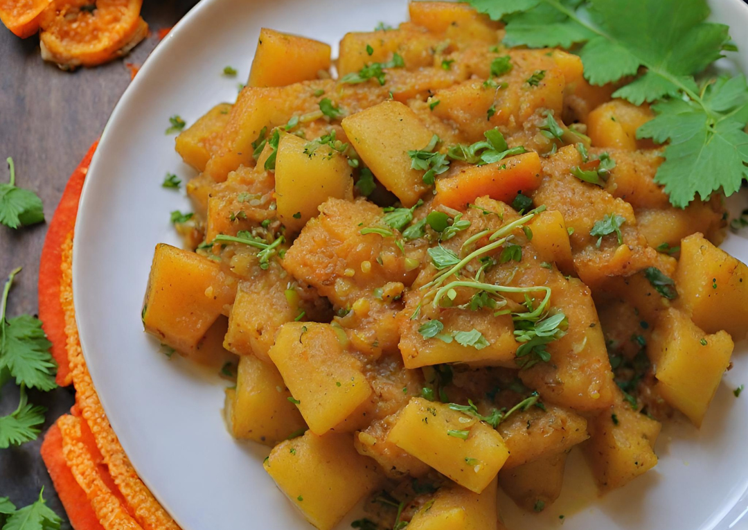 omita khar dish using papaya and potatoes