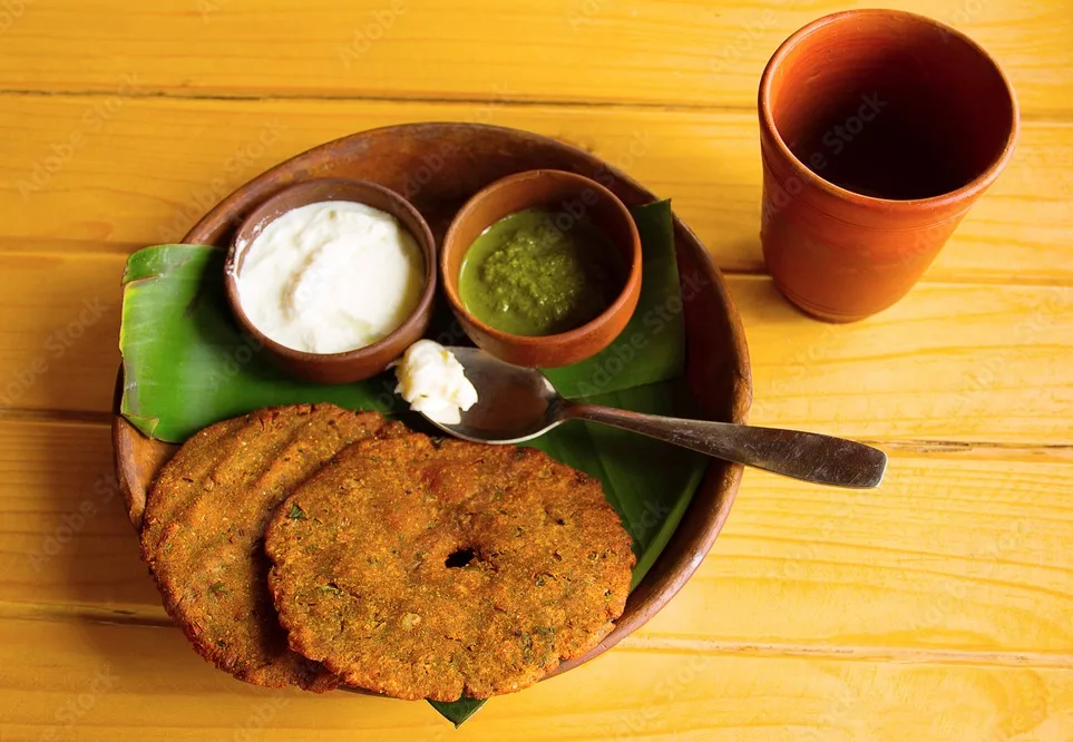 thalipith popular maharashtrian savory pancakes with curd and pudina chutney