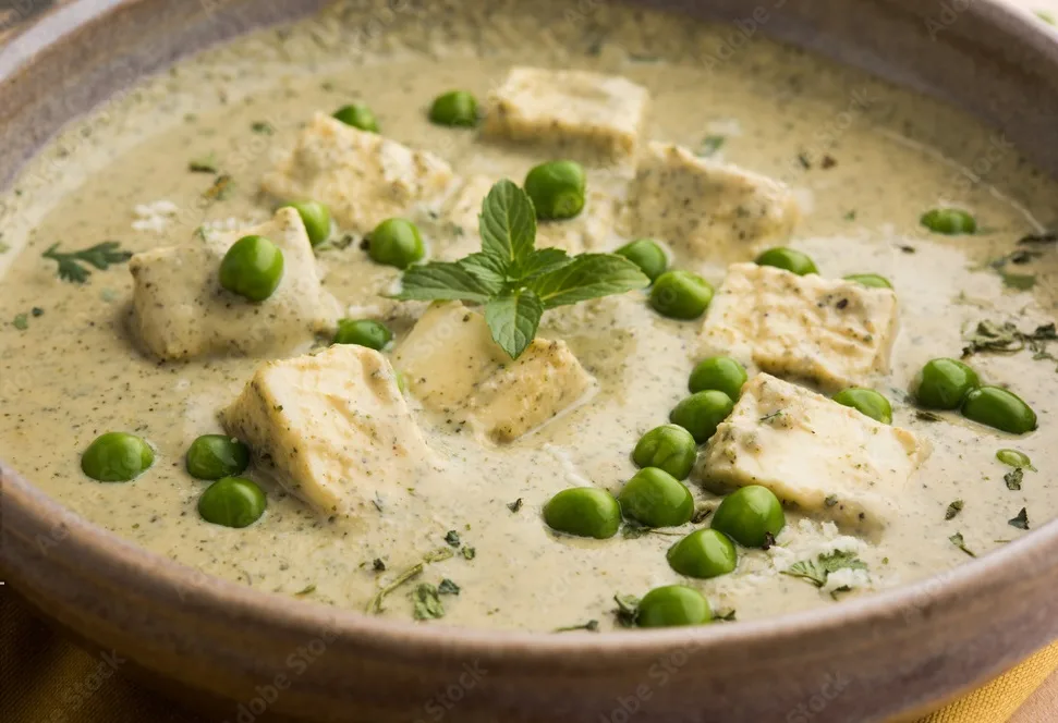 methi malai mutter paneer or methi malai paneer, popular indian vegetarian main course