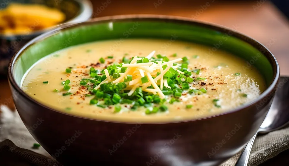 a bowl of creamy and cheesy broccoli cheddar soup