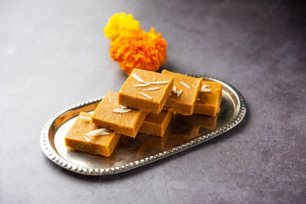 besan burfi or mohanthal roasted barfi an indian sweet