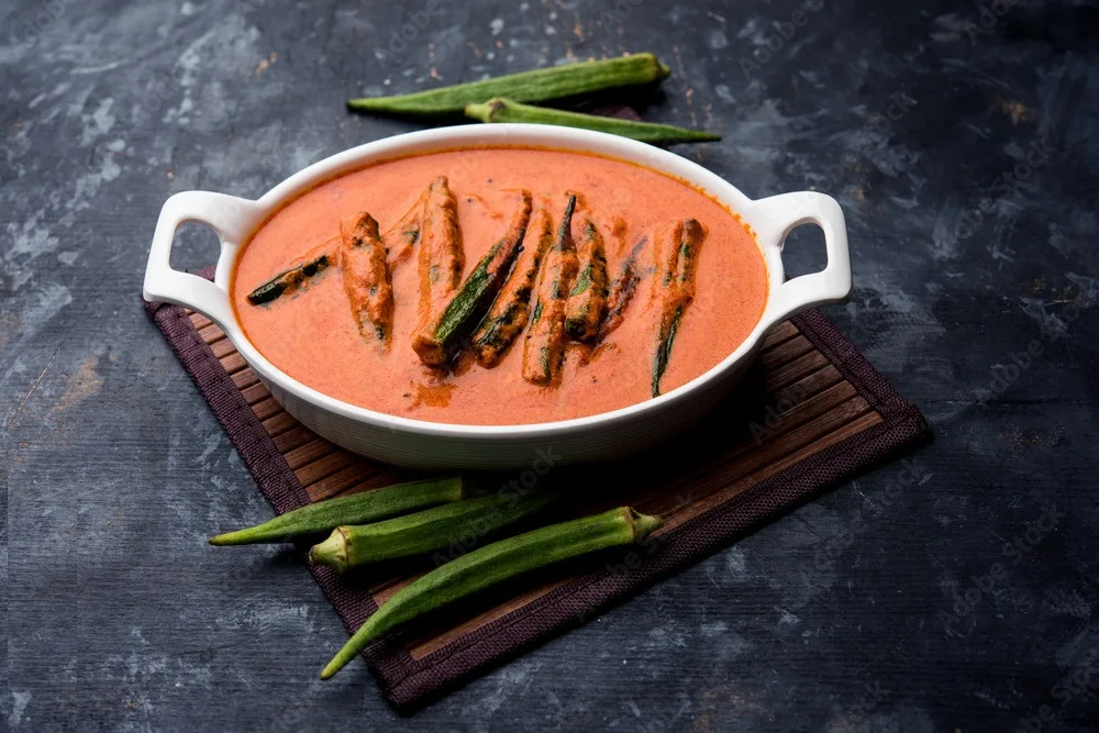 hyderabadi bhindi ka salan or okra salan made using ladies' fingers