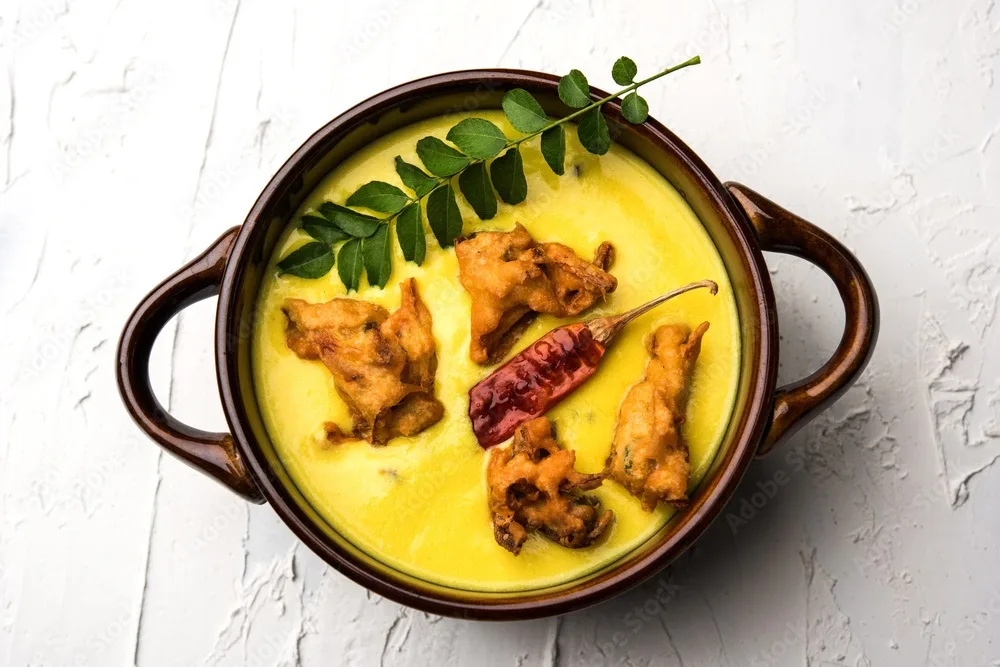 maharashtrian kadhi pakoda or curry pakora, indian cuisine