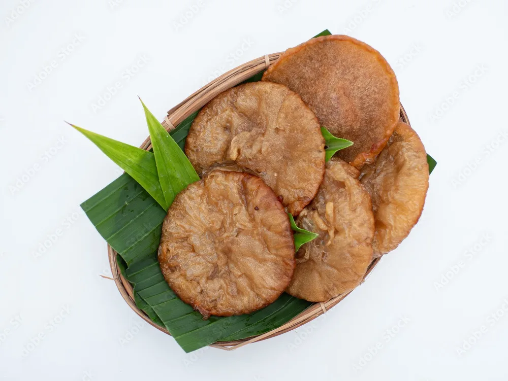 cucur or traditional pancake from indonesia made from rice flour and fried palm sugar.