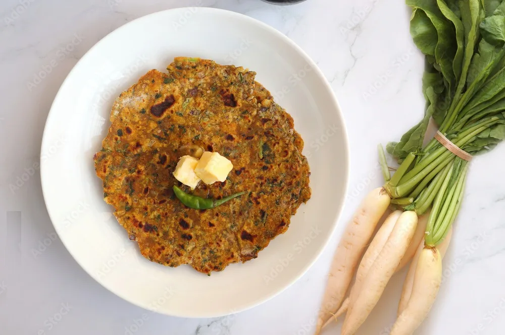 gobi gajar mooli masala paratha