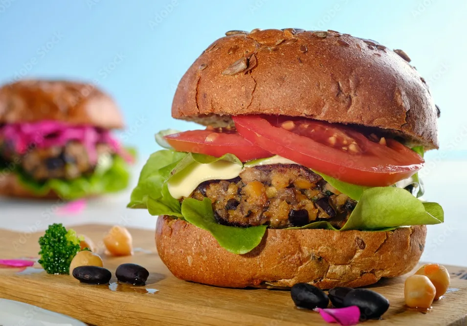 veggie vegan portabello black bean chickpea burger